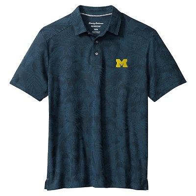 Polo Tommy Bahama bleu marine pour homme, Michigan Wolverines, Palm Fresco, Hibiscus, IslandZone®