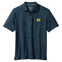 Polo Tommy Bahama bleu marine pour homme, Michigan Wolverines, Palm Fresco, Hibiscus, IslandZone®