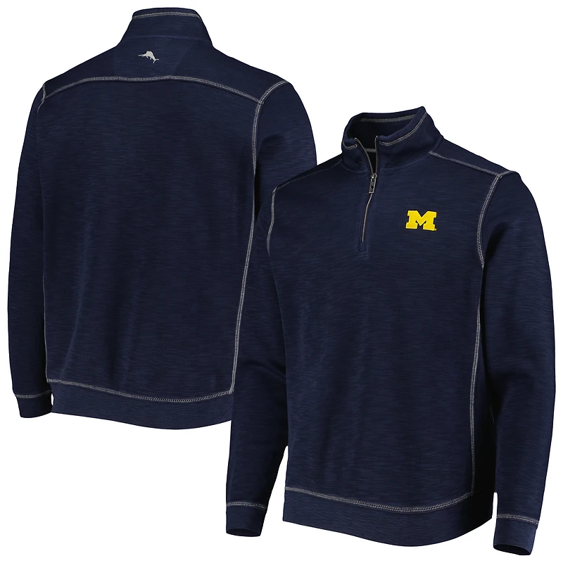 Tommy Bahama Navy Michigan Wolverines Sport Tobago Bay Tri-Blend Mock Neck Half-Zip Jacket