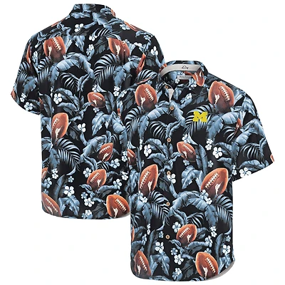Chemise boutonnée Tommy Bahama bleu marine pour homme Michigan Wolverines Veracruz Cay First Down Blooms