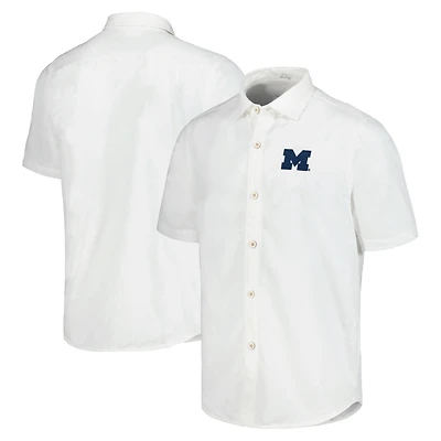 Chemise boutonnée Tommy Bahama pour hommes Michigan Wolverines Coconut Point Palm Vista IslandZone Camp
