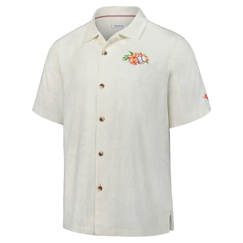 Men's Tommy Bahama White Michigan Wolverines Grand Slam Bay Camp Button-Up Shirt