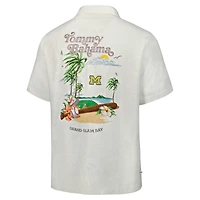 Men's Tommy Bahama White Michigan Wolverines Grand Slam Bay Camp Button-Up Shirt