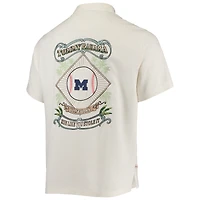 Men's Tommy Bahama White Michigan Wolverines Run Like You Stole It Camp Button-Up Shirt