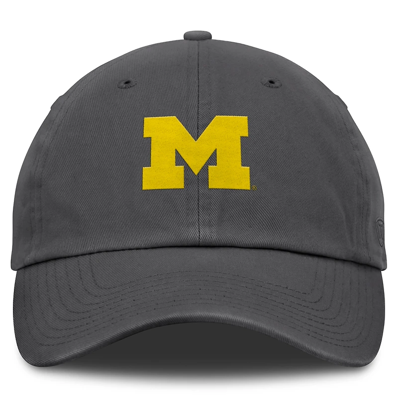Casquette ajustable délavée avec logo de l'équipe Michigan Wolverines Heather Anthracite Top of the World pour homme