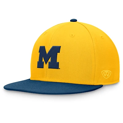 Casquette bicolore ajustée pour homme Top of the World en maïs/bleu marine Michigan Wolverines Rally