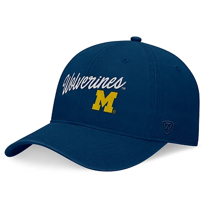Casquette ajustable Michigan Wolverines Heritage CeeCee pour homme Top of the World bleu marine