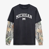 Men's Uscape Apparel  Black/Camo Michigan Wolverines Back Bay Twofer Heavyweight Long Sleeve T-Shirt