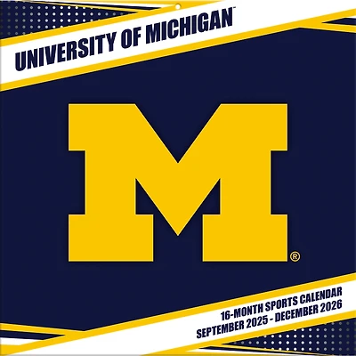 Calendrier mural 2026 des Wolverines du Michigan (12 po x 12 po)
