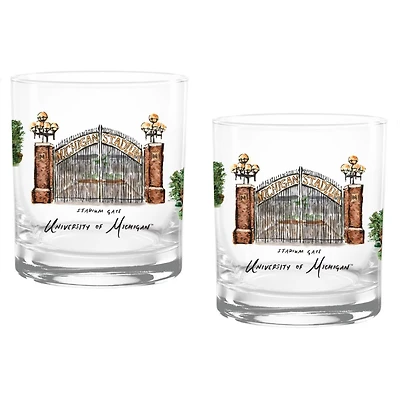 Michigan Wolverines 16oz. Laura Wilcox University Hall Two-Piece Rocks Glass Set