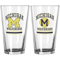 Lot de deux verres à pinte Michigan Wolverines de 473 ml (16 oz).