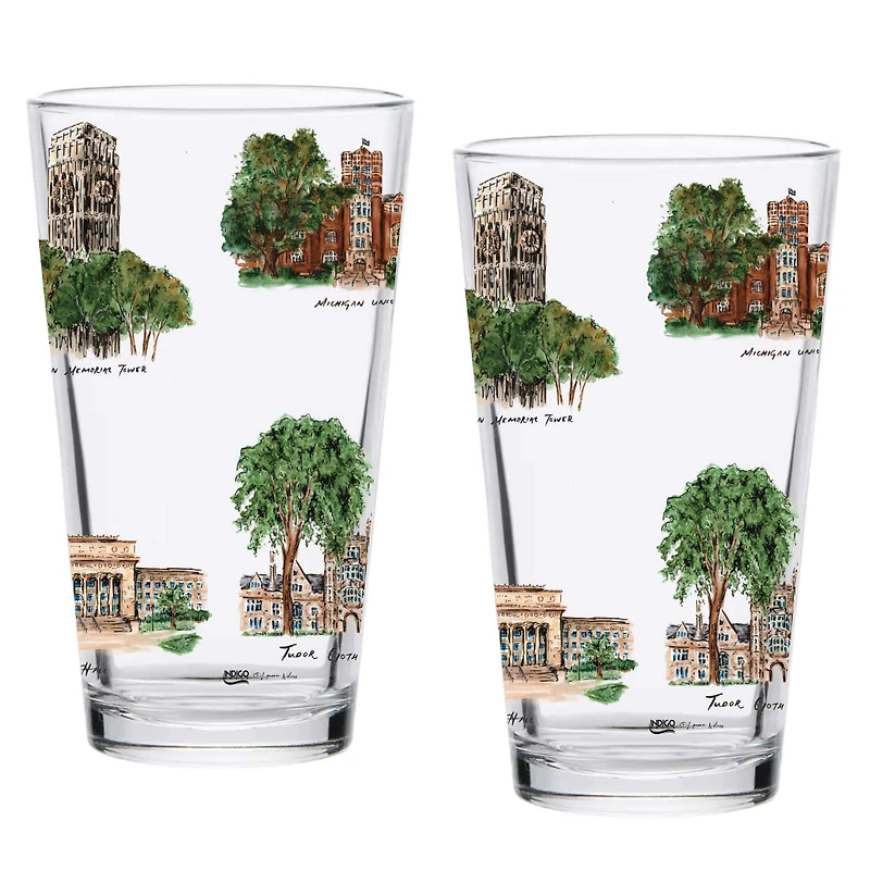 Michigan Wolverines 2-Pack 16oz. Laura Wilcox University Pint Set