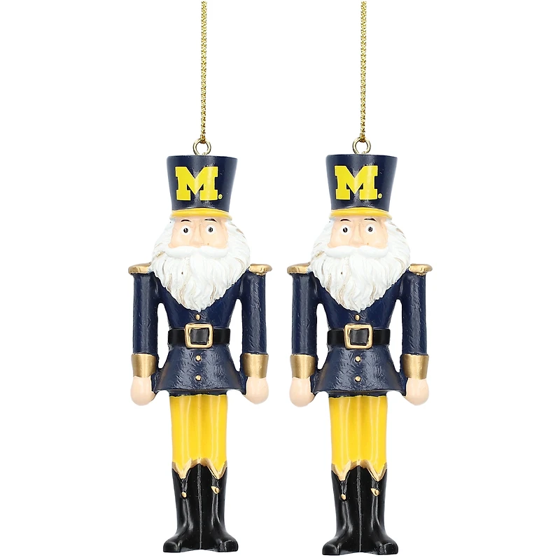 Michigan Wolverines 2-Pack Santa Nutcracker Ornament Set