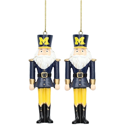 Michigan Wolverines 2-Pack Santa Nutcracker Ornament Set