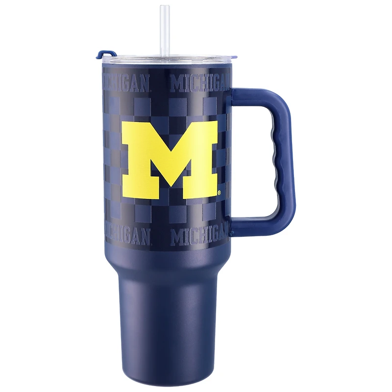Verre à damier en acier inoxydable de 40 oz des Wolverines du Michigan