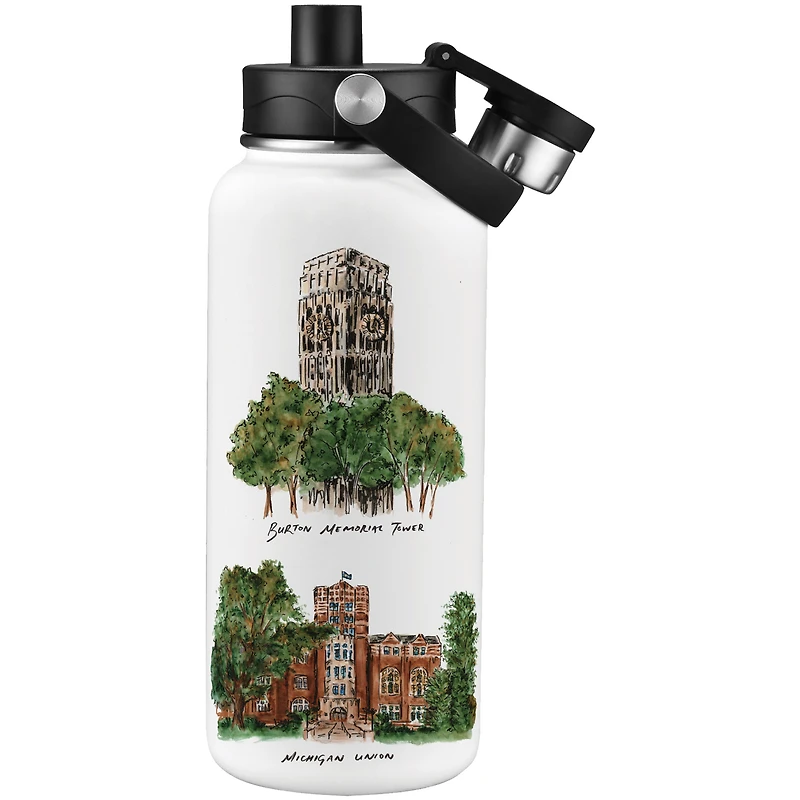 Bouteille d'eau aquarelle Michigan Wolverines Laura Wilcox (960 ml)