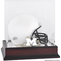 Vitrine de présentation pour mini casque avec logo en acajou des Wolverines du Michigan et dos miroir
