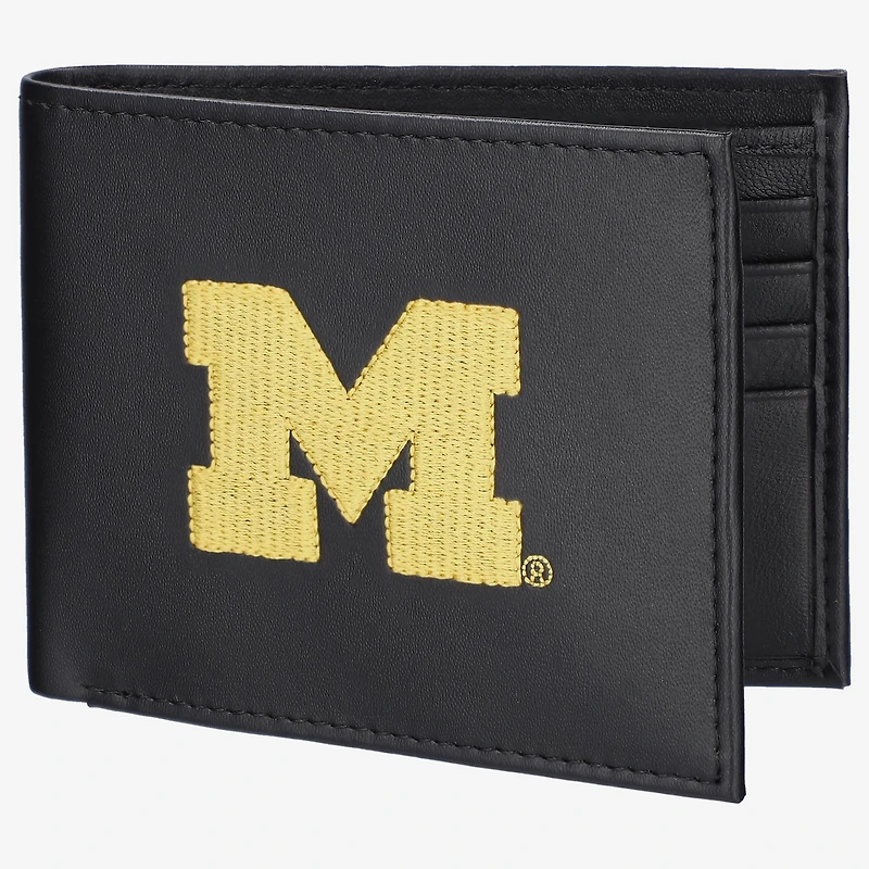 Portefeuille à deux volets en cuir synthétique brodé Michigan Wolverines