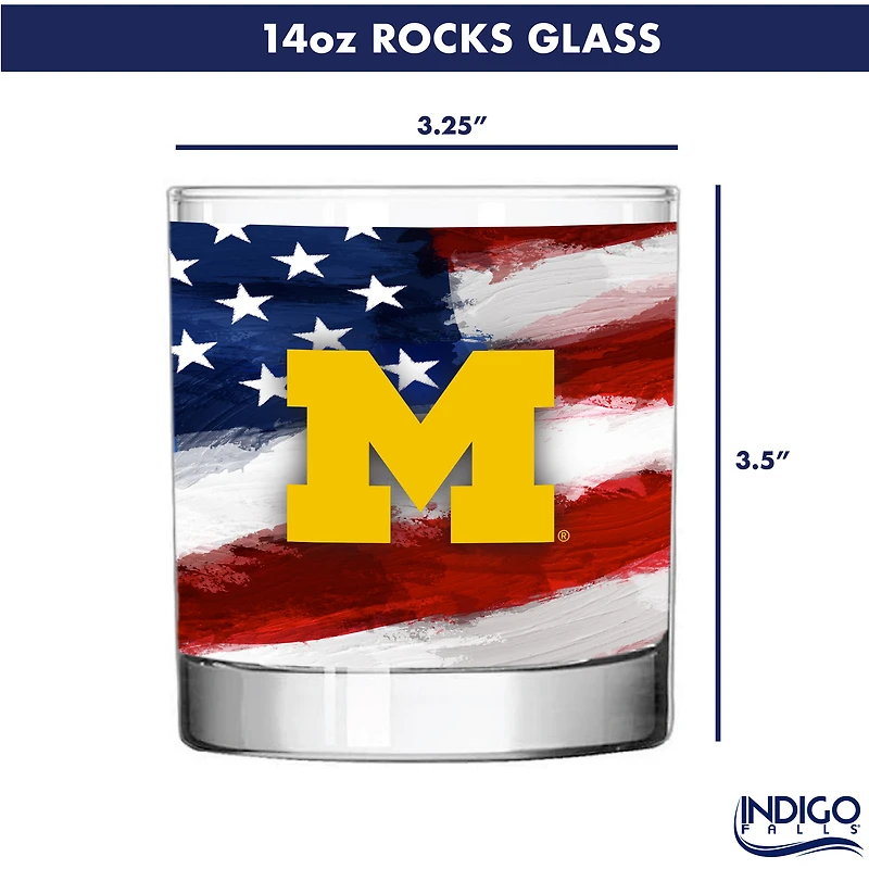 Michigan Wolverines Two-Pack 14oz. Americana Rocks Glass Set
