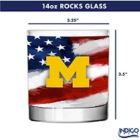 Michigan Wolverines  Two-Pack 14oz. Americana Rocks Glass Set
