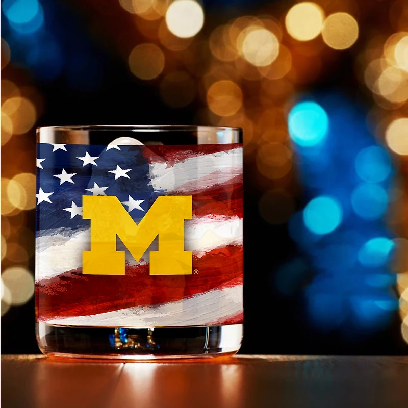 Michigan Wolverines Two-Pack 14oz. Americana Rocks Glass Set