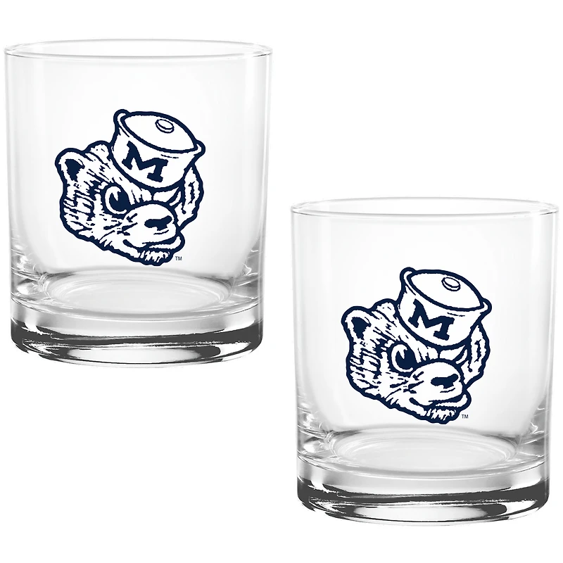 Lot de deux verres à whisky Vault Sketch Rocks de 410 ml des Wolverines du Michigan