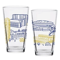 Michigan Wolverines Two-Pack 16oz. Campus Line Art Pint Glass Set