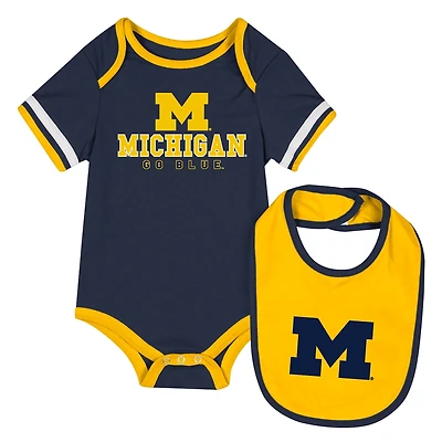 Newborn & Infant Colosseum  Navy Michigan Wolverines Bodysuit Bib Set