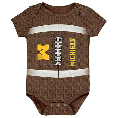 Body de football Catch Me pour nouveau-né et bébé marron Michigan Wolverines