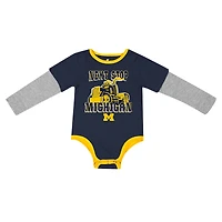 Body à manches longues Next Stop pour nouveau-né et bébé Colosseum Navy Michigan Wolverines