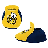 Newborn & Infant Mitchell Ness Navy Michigan Wolverines 3-Pack Bodysuit, Bib and Bootie Set