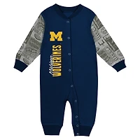 Combinaison à manches longues colorblock pour nouveau-né et nourrisson, bleu marine, Michigan Wolverines Playbook