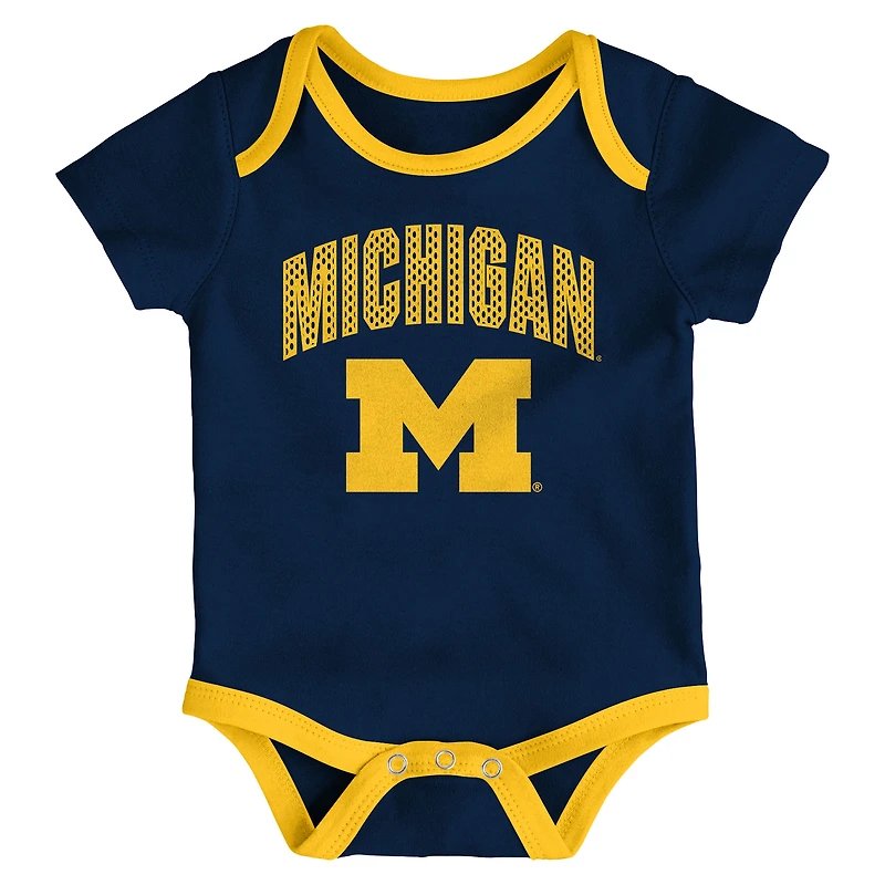Ensemble de trois bodies pour nouveau-né et nourrisson Outerstuff Michigan Wolverines jouer toute la journée