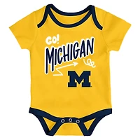 Ensemble de trois bodies pour nouveau-né et nourrisson Outerstuff Michigan Wolverines jouer toute la journée