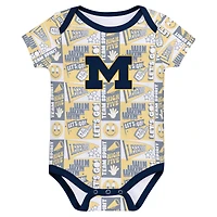 Newborn Navy Michigan Wolverines Sunday Comics 3-Pack Bodysuit Set