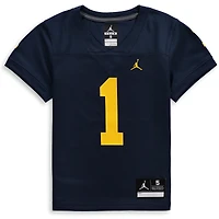 Jordan Brand #1 Navy Michigan Wolverines Team Replica Maillot de football pour enfants d'âge préscolaire