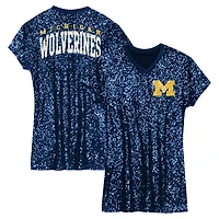 Robe à paillettes et col en V bleu marine pour enfants d'âge préscolaire Michigan Wolverines