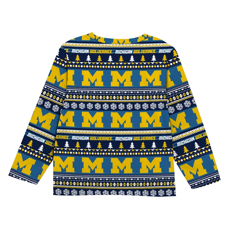 Preschool Outerstuff  Navy Michigan Wolverines Ugly Sweater Pajama Set