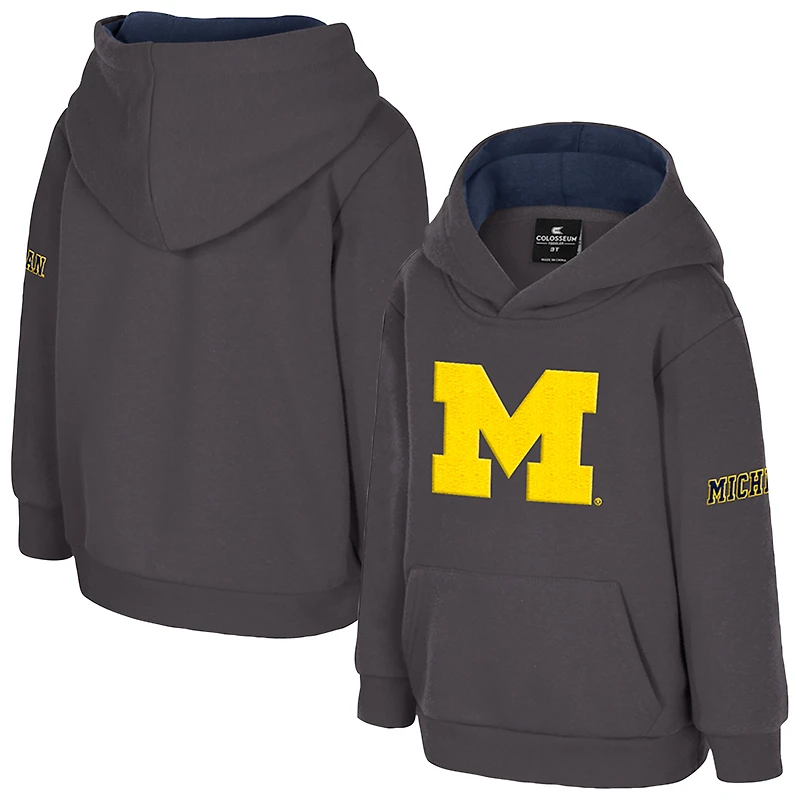 Toddler Colosseum  Charcoal Michigan Wolverines Big Logo Volume Fleece Pullover Hoodie