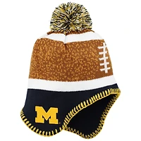 Bonnet en tricot marron avec pompon pour tout-petits fanatiques des Wolverines du Michigan