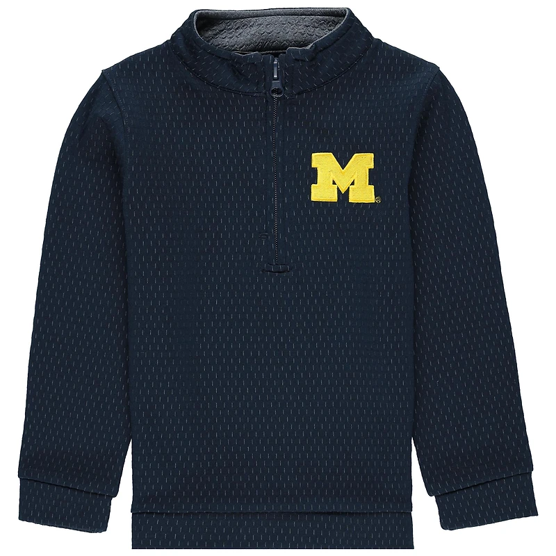 Haut performance à manches longues et fermeture éclair quart de tour pour enfant Garb Navy Michigan Wolverines Sterling