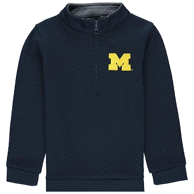 Haut performance à manches longues et fermeture éclair quart de tour pour enfant Garb Navy Michigan Wolverines Sterling