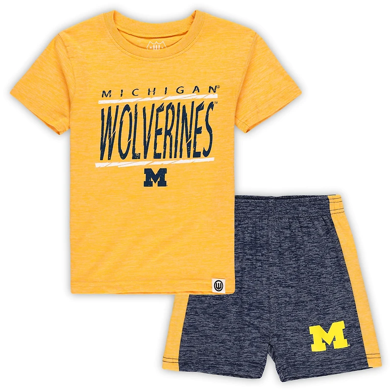 Toddler Wes & Willy Maize Michigan Wolverines/Navy T-Shirt Shorts Set