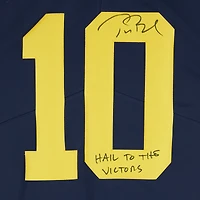 Maillot Jordan Brand Navy Limited dédicacé par Tom Brady des Michigan Wolverines avec l'inscription « Hail to the Victors »