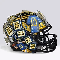 Tom Brady Michigan Wolverines Autographed Riddell Speed Mini Helmet - Signed on Top - Art by Charles Fazzino - WN55916382