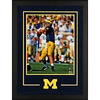 Tom Brady Michigan Wolverines Deluxe Framed Autographed 16" x 20" Blue Throwing Photograph