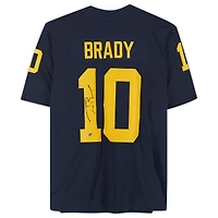 Maillot Nike dédicacé par Tom Brady Navy Michigan Wolverines