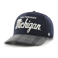 Unisex '47 Navy Michigan Wolverines Windowpane Plaid Collection Hitch Adjustable Hat