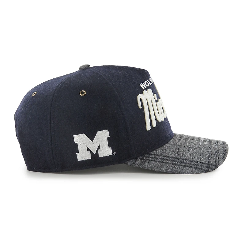 Casquette ajustable unisexe '47 bleu marine Michigan Wolverines, collection à carreaux Windowpane