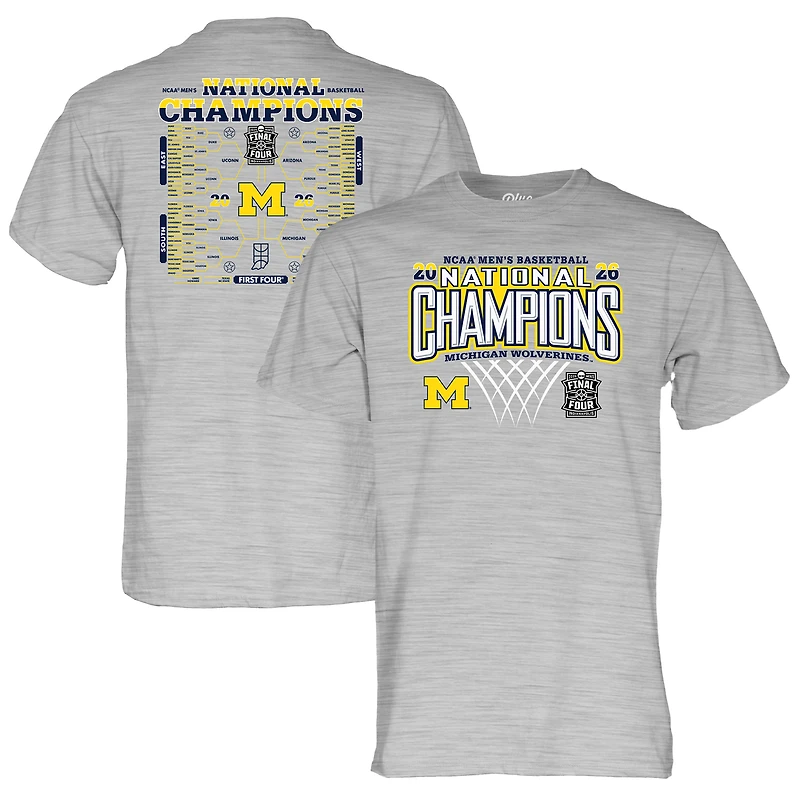 T-shirt unisexe bleu 84 gris Michigan Wolverines 2026, champion national de basketball masculin NCAA